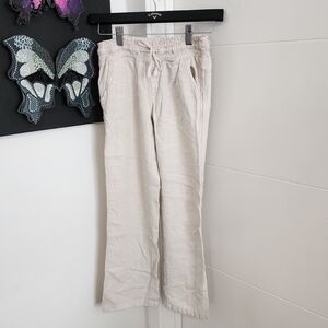 SO Cream Smocked Waist Linen-Blend Pants